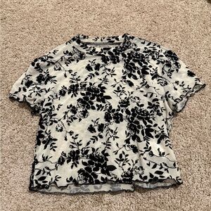 Black & White Floral Short Sleeve Top